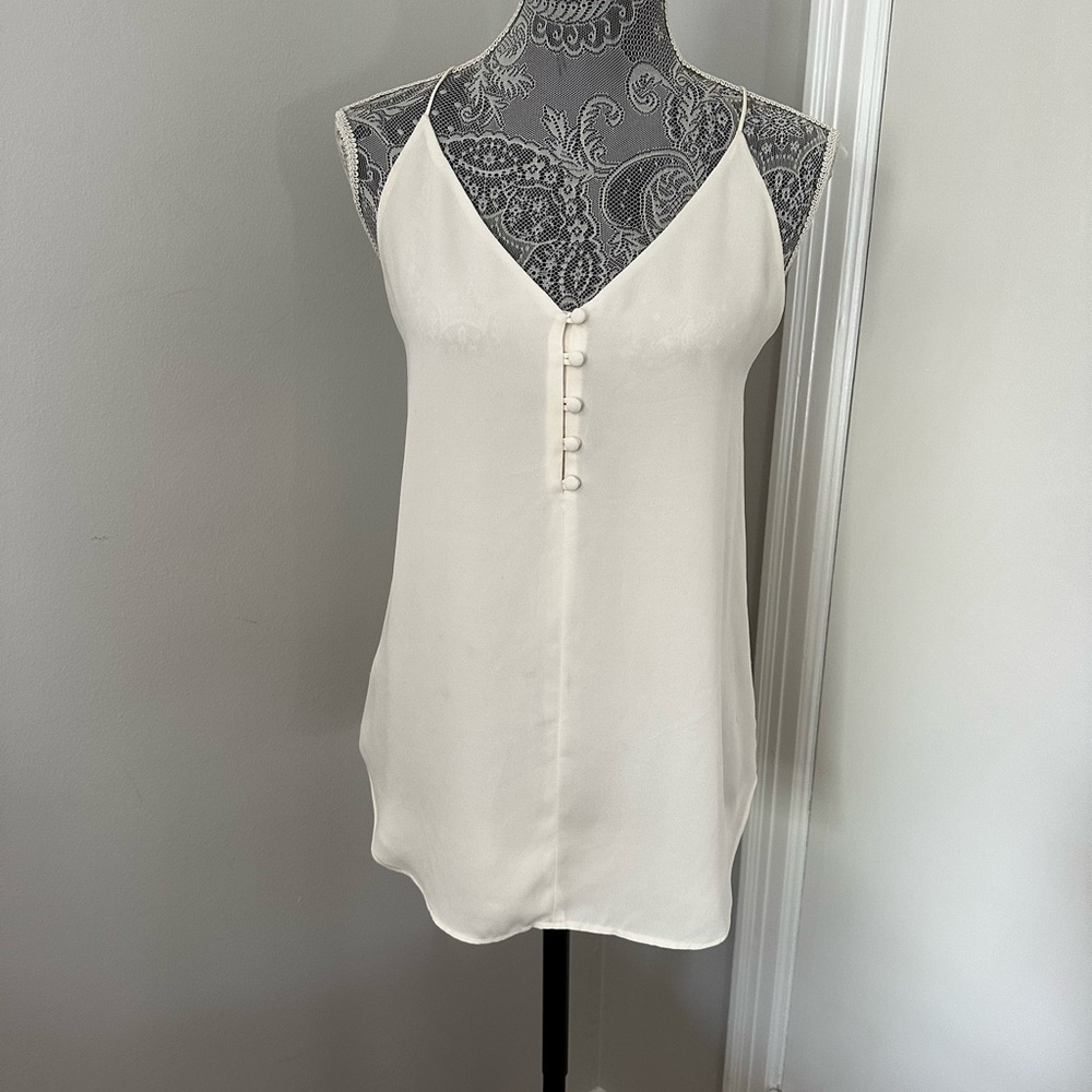 Women’s Loft Small Flowy Chiffon White Spaghetti Strap Halter Blouse